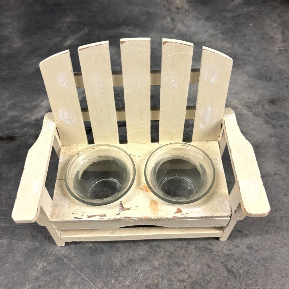 Mini Adirondack Chair Tea Light Holder Rustic Beach Cottage Candle Decor